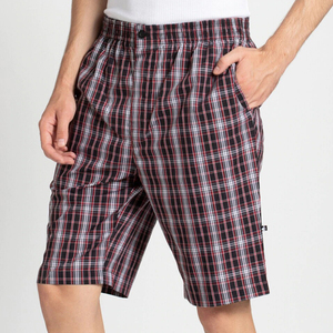 Men's <b>Plaid</b> Bermuda <b>Shorts</b> Mid Waist Elastic Cotton Casual Checkered Pattern Woven Fabric Breathable Style - Product Image 4