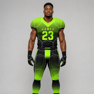 Conjunto de Uniforme de Fútbol Americano Personalizado en Verde Neón para Equipos Juveniles y Adultos - Product Image 1