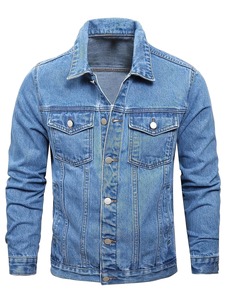 Men Thin Denim <b>Jacket</b> New Arrival High Quality Wholesale Custom Denim <b>Jackets</b> with Front Logo Windproof Single Breasted Button - Product Image 1