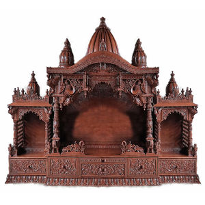 Mandapam de madera de teca de diseño indio del Sur personalizado para el hogar DST Exports Mandir Temple Storage Cabinet Estantes Elegantes de gran tamaño - Product Image 1