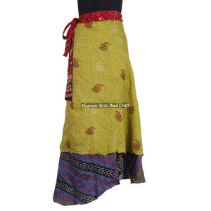 Falda de seda reversible de dos capas para mujer 2026, estilo bohemio estampado, talla grande, falda cruzada para mujer, silueta mágica de una pieza. - Product Image 5