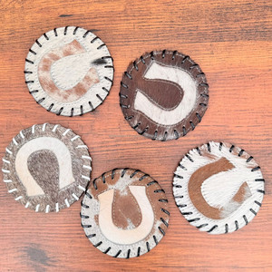 Wholesale Factory Handmade Round Horseshoe Cowhide Coasters Premium Genuine Leather Luxury Cup Holders <b>for</b> Drinks Coffee Beer - Product Image 3