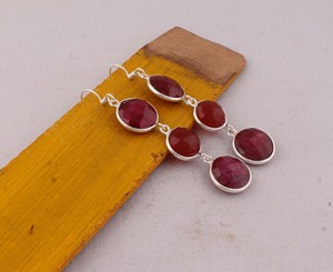 Natural <b>Red</b> Onyx Gemstone <b>Earrings</b> 925 Sterling Silver Handmade Jewelry Wholesale Manufacturer Vintage <b>Drop</b> Dangle <b>Earrings</b> - Product Image 6