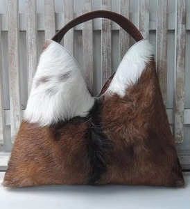 Bolso Tote de Cuero con Pelo de Vaca Estilo Country Western, Bolso de Hombro de Cuero Genuino Vintage de Gran Capacidad - Product Image 4