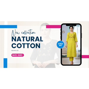 Ensemble traditionnel indien pour femmes en coton naturel, 2 pièces, pour occasions spéciales, taille M-3XL - Product Image 5