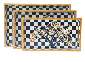 Ensemble de 3 plateaux de service en bois de qualité supérieure, autocollants personnalisés, plateaux de service décoratifs en bois durables, au meilleur prix et au prix le plus bas - Product Image 5
