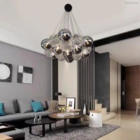 Suspension ovale en verre de luxe léger, style nordique, boule à bulles LED E27, blanc chaud dimmable pour restaurant, salle à manger, chambre, duplex