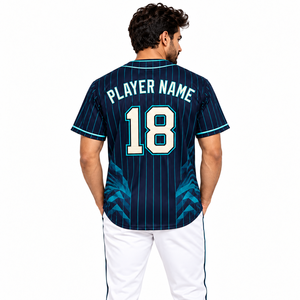 Maillot de baseball personnalisé de qualité supérieure imprimé par sublimation, 100 % polyester respirant à séchage rapide, chemise de softball en gros, col en V, manches courtes - Product Image 3