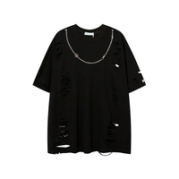 T-shirt en gros, coupe ample, effet vieilli, délavé, 300 g/m², taille US, avec logo personnalisé, style vintage, délavé à la pierre, délavé à l'acide, délavé