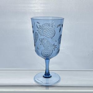 Verre à vin en acrylique plastique classique bleu à motif ananas pour les fêtes - Product Image 3