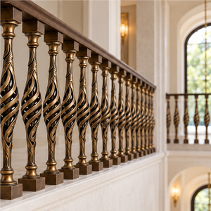 Balustrade en bronze torsadé avec piliers métalliques en spirale et détails hélicoïdaux sculptés pour escaliers patrimoniaux - Product Image 4