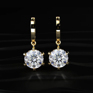 Round Cut Solitaire <b>Diamond</b> Leverback <b>Dangle</b> <b>Earrings</b> Lab Grown <b>Diamond</b> Ring Yellow Gold White Gold Rose Gold Elegant Jewelry - Product Image 3