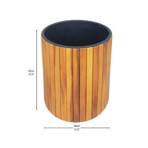 Wholesale Cylinder <b>Planter</b> Box For Flowers With <b>Plastic</b> Liner, Natural Solid Wooden Garden <b>Planter</b> For Garden From Vietnam - Product Image 2