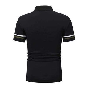Polo à manches courtes pour homme, design décontracté à blocs de couleur, rayé, tricoté, noir, blanc, vert - Product Image 3