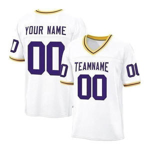 Jersey de Fútbol Americano Blanco Personalizado, Uniforme de Equipo con Nombre y Número Dorados, Camiseta Deportiva, Fabricante y Proveedor OEM - Product Image 2