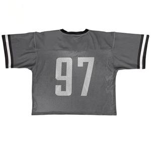 Maillot de football américain respirant en maille à col en V pour homme, coupe régulière, haute qualité, manches courtes, ample, grandes tailles - Product Image 4