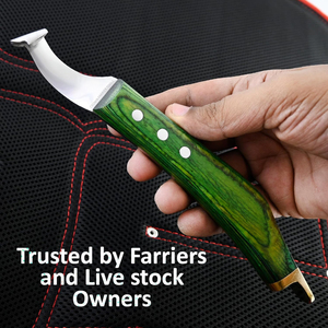 Super Sharp Hoof Knife with Brass End Precision-<b>Sharpened</b> Stainless Steel Blade & Wooden Handle Pro Farrier Hoof Trimming <b>Tool</b> - Product Image 2