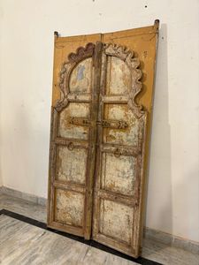 Porte en bois massif antique sculptée à la main avec cadre sculpté, porte d'entrée de luxe pour villas, restaurants, hôtels, meubles de maison - Product Image 2