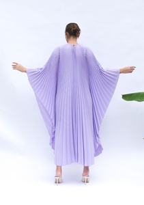 Robe de mariée lavande, kaftan féerique, robe de cocktail plissée, robe longue de soirée, 100% coton, manches longues, écologique - Product Image 6