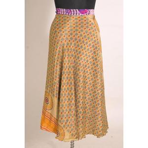 Jupe longue enroulable décontractée pour femme, 100% soie, imprimée à motifs floraux vintage, faite à la main, lavable, couleur personnalisable, naturelle, pour l'été - Product Image 1