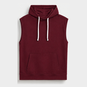 Sweat-shirt à capuche sans manches pour homme, blanc uni, en coton French Terry, coupe décontractée, avec poche, pour l'automne - Product Image 5