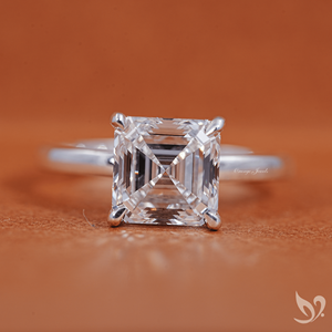 IGI Certified 3CT Asscher Cut Lab Grown Diamond Solitaire <b>Ring</b> 10K White Gold <b>Statement</b> <b>Ring</b> - Product Image 1