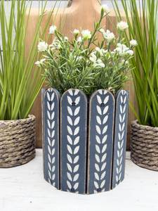 Ensemble de 3 pots de fleurs en métal galvanisé avec support en fer noir et plateau en bois pour le jardin - Product Image 4