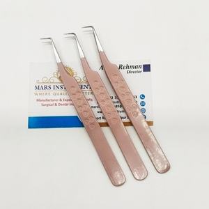 90 Degree Stainless Steel Pink Heart Design Solid Eyelash Extensions <b>Tweezers</b> High Quality - Product Image 4
