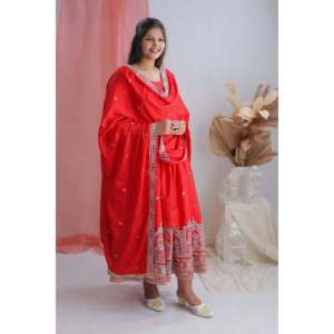Hermoso vestido Anarkali con ropa de fiesta musulmana tradicional Dupatta - Product Image 6