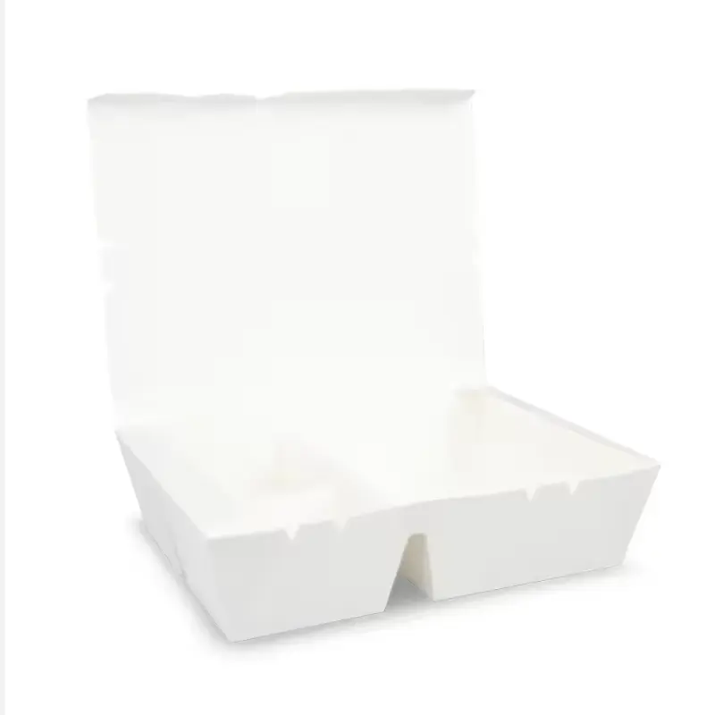 Customizable 3LR Compartment Lunch Box White Greaseproof Paper Food Packaging for Cafes and Takeout