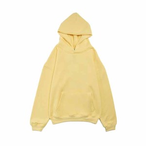 Ensemble de survêtement unisexe jaune à capuche, couleur unie, en coton, décontracté, avec poches latérales, pour l'hiver, personnalisable, haute qualité - Product Image 5