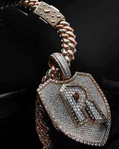 จี้ห้อยคอเงินแท้ 925 ประดับเพชรโมอิสซาไนต์ VVS รูปตัวอักษรและตัวเลขตามสั่ง สไตล์ฮิปฮอปสำหรับผู้ชาย - Product Image 1