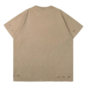 T-shirt Homme Oversize Coupe Boxy Délavé à l'Acide Col Rond Manches Courtes Effet Stone Washed avec Logo Avant en Diverses Tailles – Vente en Gros - Product Image 6