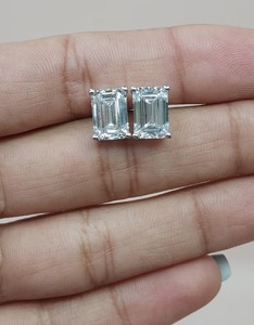 14K Gold 4 Ct Lab Grown VS <b>Emerald</b> Cut Diamond <b>Stud</b> Earrings for Women IGI Certified Minimalist Luxury Jewelry Party Gift - Product Image 4
