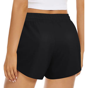 Customized Breathable Quick Dry Casual Elastic Waist <b>Booty</b> Shorts Plain Dyed Finish Polyester/Cotton Ruffles for Women's Yoga - Product Image 4
