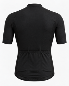 Maillot de ciclismo negro de manga corta con cremallera completa, transpirable, unisex, para ciclistas adultos - Product Image 4