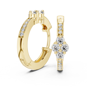 18K <b>Solid</b> Gold Round Cut Cluster Lab Grown Diamond Huggie <b>Hoop</b> <b>Earrings</b> for Women DEF VVS CVD Diamond Luxury Fine Jewelry Gifts - Product Image 4