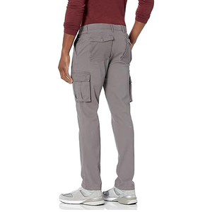 Men's Gray <b>Stretch</b> <b>Cargo</b> Pants Utility Trousers With Side Storage Pockets For Casual Outdoor And Work Activities - Product Image 2