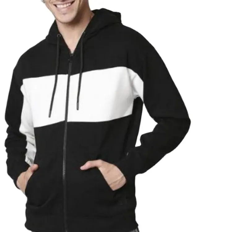 Individuelles neues Design Herren Reißverschluss Farbblock Kontrast Hoodies