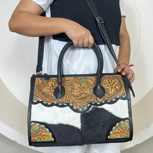 Bolsos de mano de moda para mujer, cuero de vaca mecanizado a mano, bolso de hombro de gran capacidad occidental, bolso de cuero genuino para mujer - Product Image 5