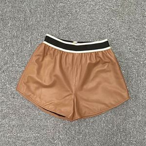 Pantalones Cortos Casuales de Cintura Media Elástica con Bolsillo con Letras, Diseño de Marca de Moda, Pantalones Cortos de Algodón y Elastano Negros para Mujer - Product Image 4