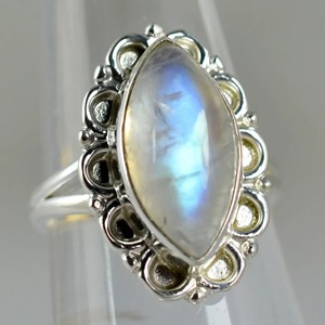 Rainbow Moonstone <b>Ring</b> 925 Sterling <b>Silver</b> Handmade <b>Statement</b> Promise <b>Ring</b> for Women Boho June Birthstone Marquise Shape Jewelry - Product Image 5