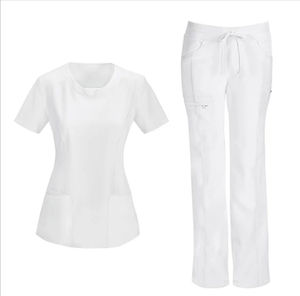 Women's Turquoise <b>Scrub</b> Set Cotton Polyester Woven Hospital Uniform Pants <b>Top</b> Seamless Fusing No - Product Image 5