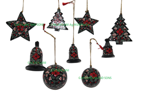 Hand Painted Paper Mache <b>Christmas</b> Tree Ornaments Handmade Holiday Hanging Decoration Set Decorative Paper Mache <b>Christmas</b> - Product Image 2