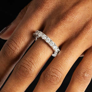 Bague d'éternité de luxe à coupe ronde |   Bague éternelle complète en argent sterling 925 | Bague de mariage et d'anniversaire - Product Image 4