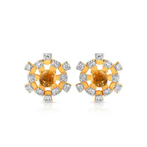 Pendientes de Diamantes con Diseño Floral Dorado en Forma de Rayos de Sol - Product Image 1