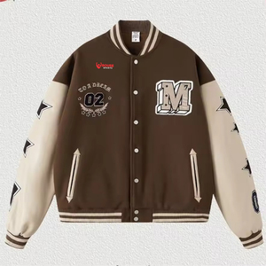 Custom Vintage Patchwork Varsity Jacket OEM Waterproof <b>Reversible</b> Embroidered Letterman Jacket Unisex Baseball Bomber <b>Coat</b> - Product Image 4