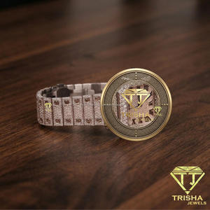 Montre Statement VVS Moissanite Diamant Iced Out avec Bracelet en Acier Inoxydable et Lunette Dorée pour Homme – Bijou de Luxe Hip Hop Tendance - Product Image 2