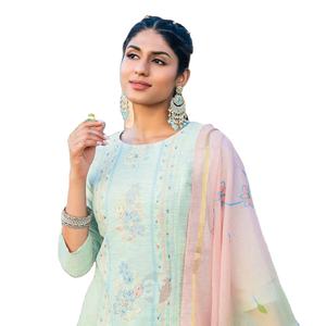 Nuevo catálogo de lanzamiento de algodón puro Jacquard viscosa indio pakistaní Kurtis conjunto que incluye fondos de impresión de bloque Dupatta para en línea - Product Image 1