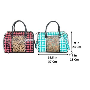 Bolsos de Viaje de Cuero Vacuno Genuino Hechos a Mano, Elegantes y de Alta Calidad, con Patrón a Cuadros, Bolso de Mano de Lujo Unisex - Product Image 2
